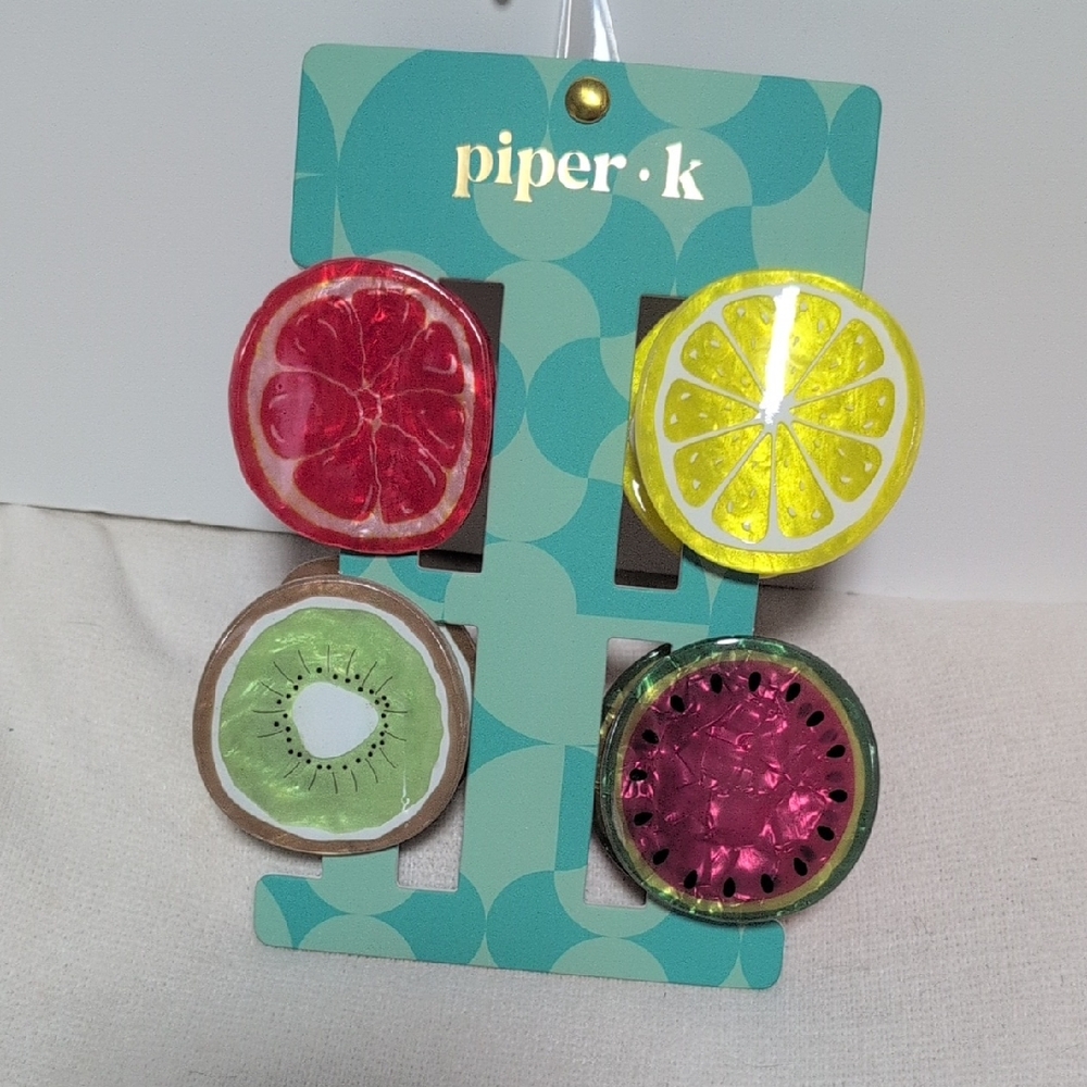 Piper K Fruit-Themed Hair Clip Set - Picture 2 of 7